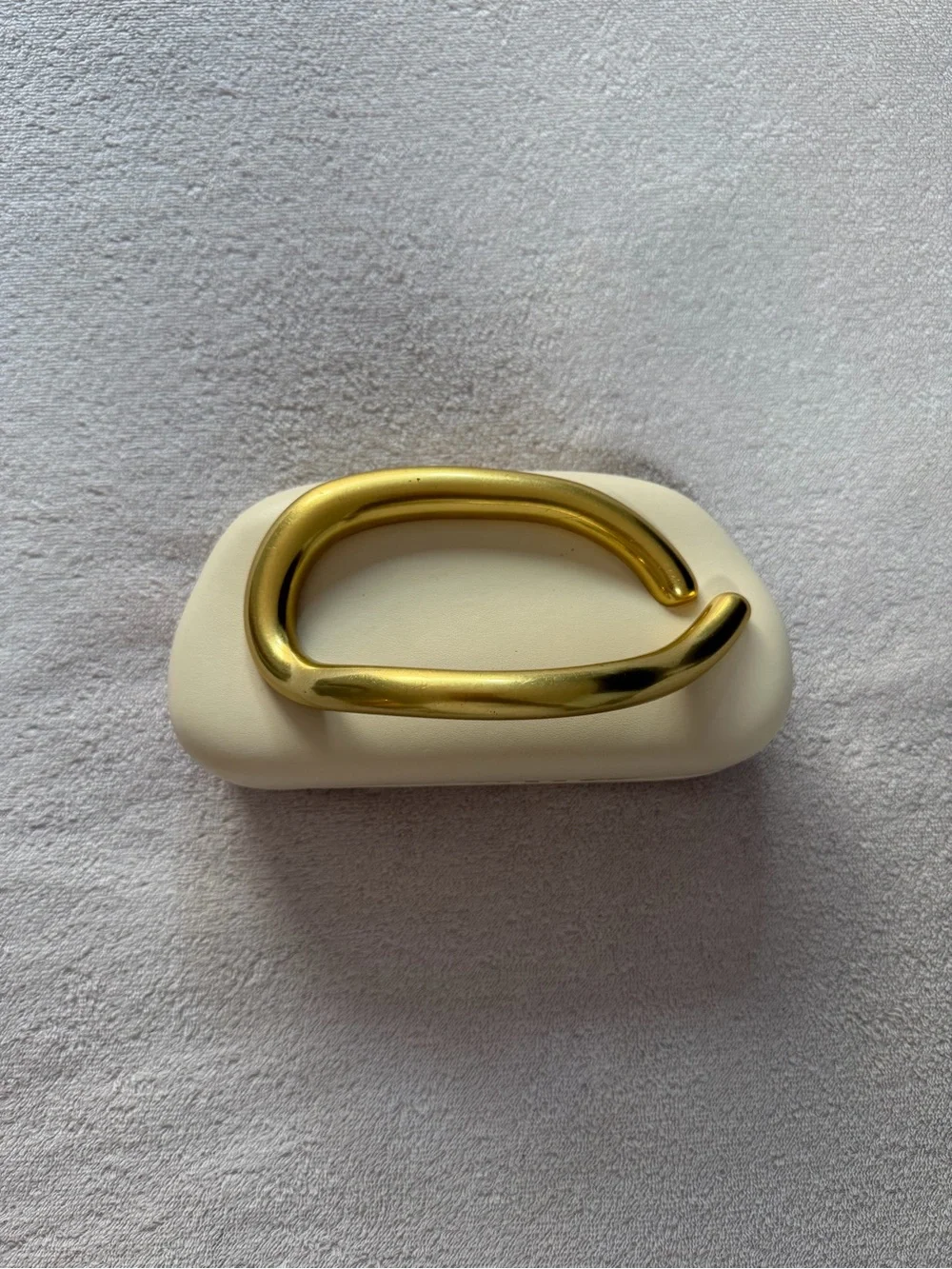 Zara Cream Mini Clutch Gold Metal Handle Crossbody Evening Bag